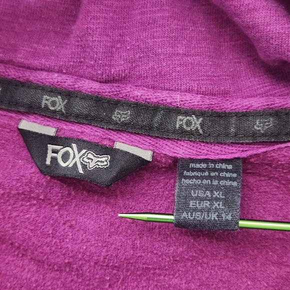 women's FOX Racing side Full-Zip snaps Hoodie Sweatshirt jacket Purple logo XL - Picture 3 of 11